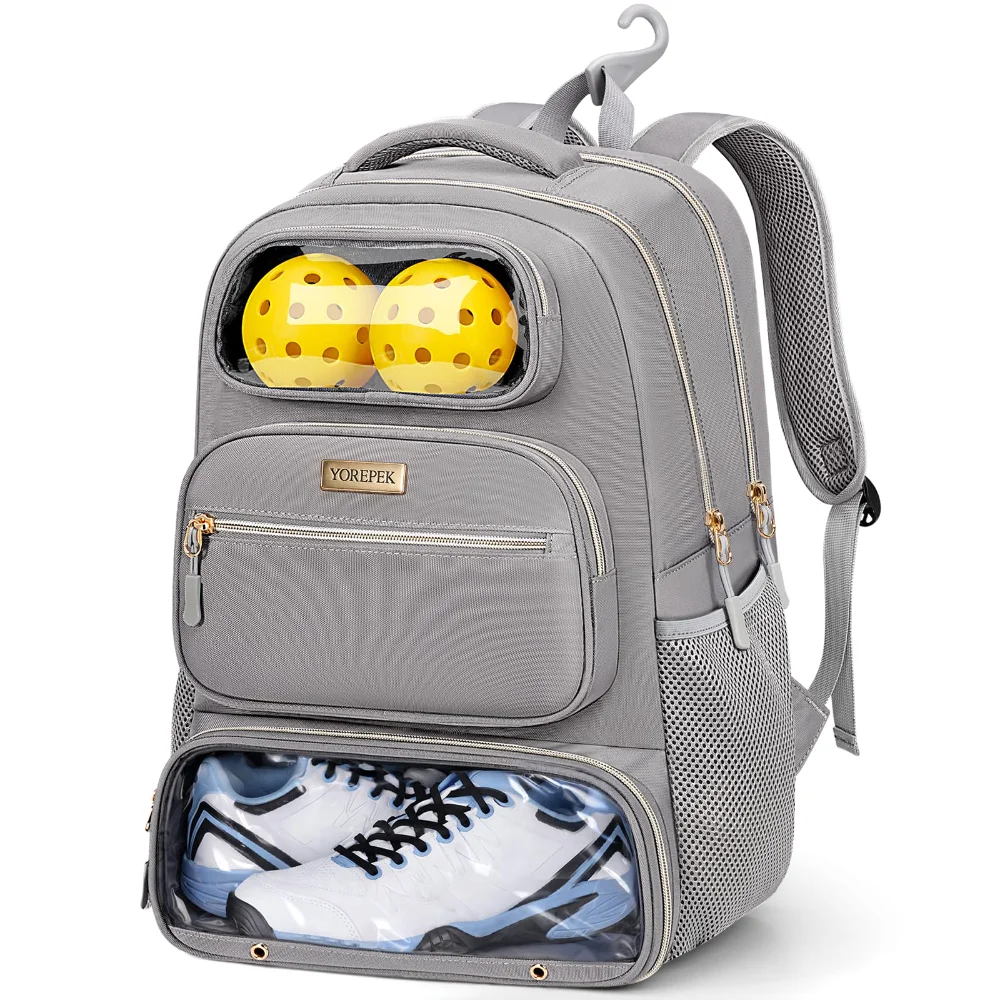 Yorepek Large Pickleball Bag Backpack, 4 paddles, Grey