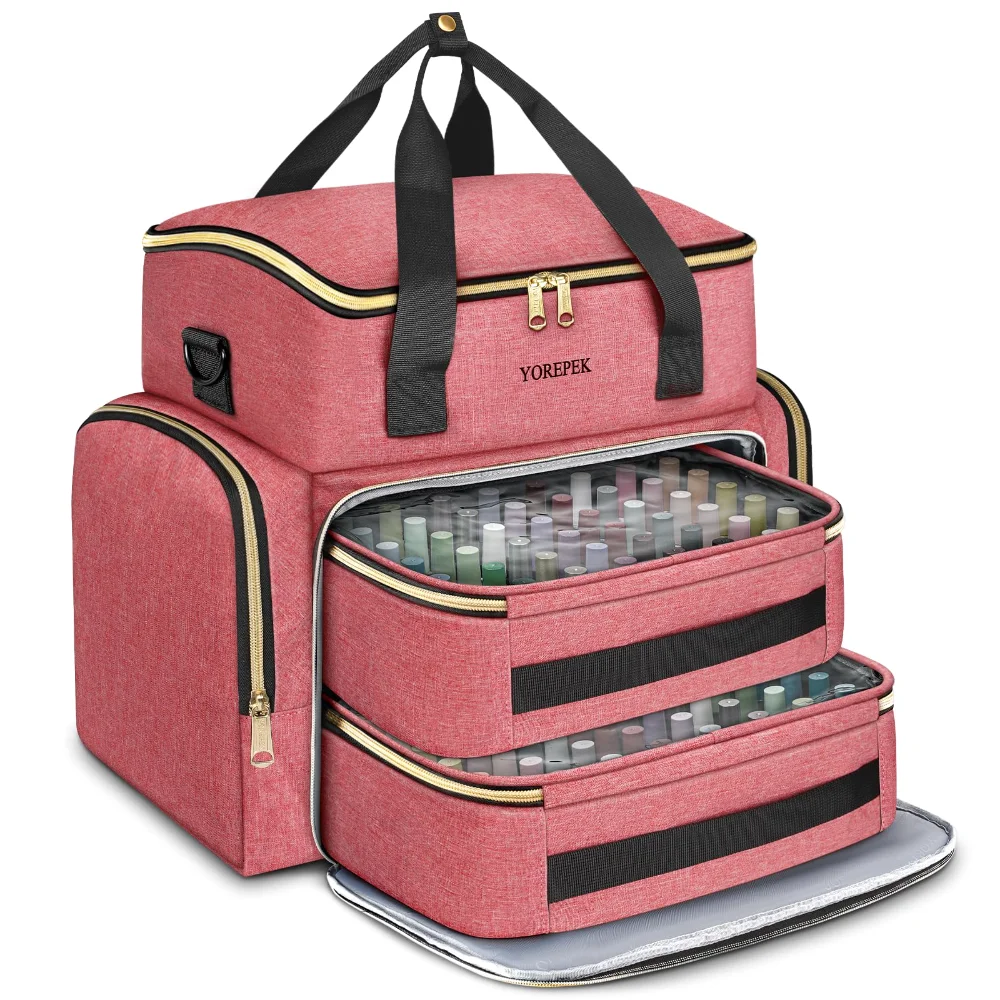 Yorepek XL Nail Polish Organizer Case, holds 96+ bottles, Pink