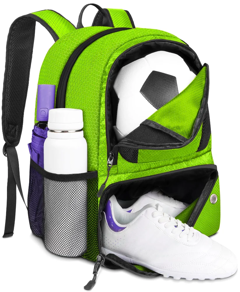 Yorepek Soccer Backpack, 28 litres, Large, Green