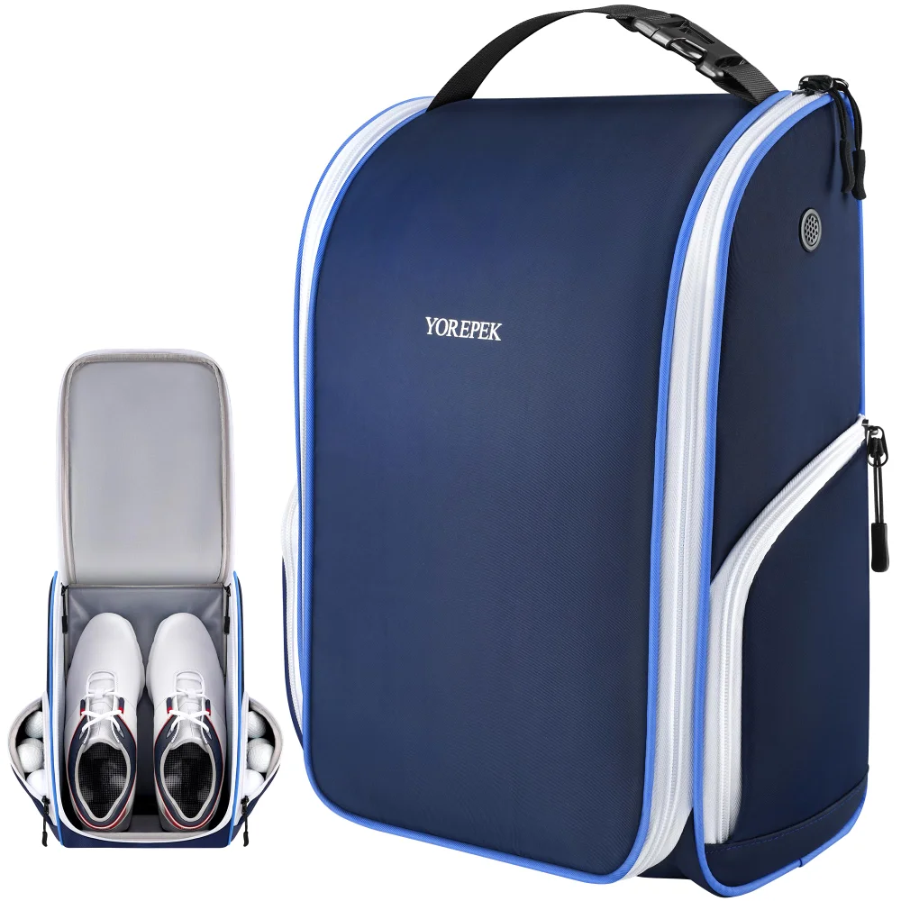 Yorepek Golf Shoe Bag, 3 pockets, Blue