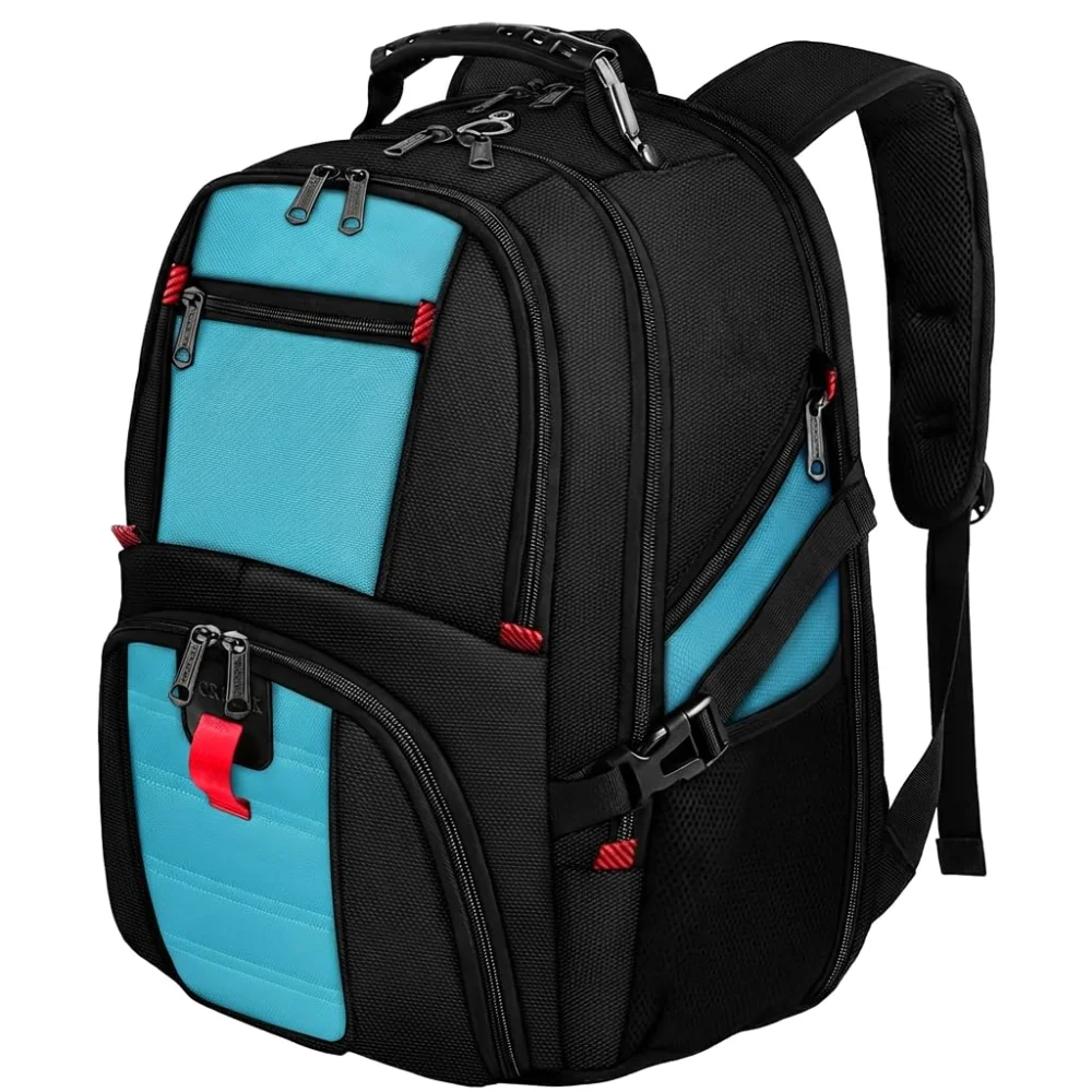 Yorepek Large Laptop Backpack, 10 pockets, Blue