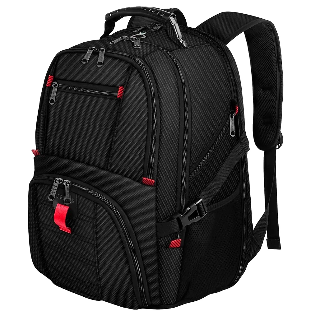 Yorepek Large Laptop Backpack, 10 pockets, Black