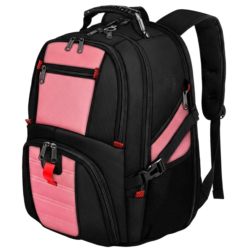 Yorepek Large Laptop Backpack, 10 pockets, Pink