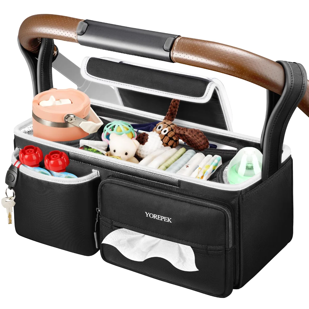 Yorepek Large Stroller Caddy, Black
