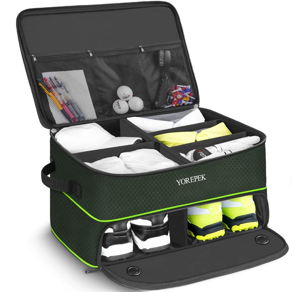 Yorepek Large 2 Layer Golf Trunk Organizer, 2 pairs of shoes