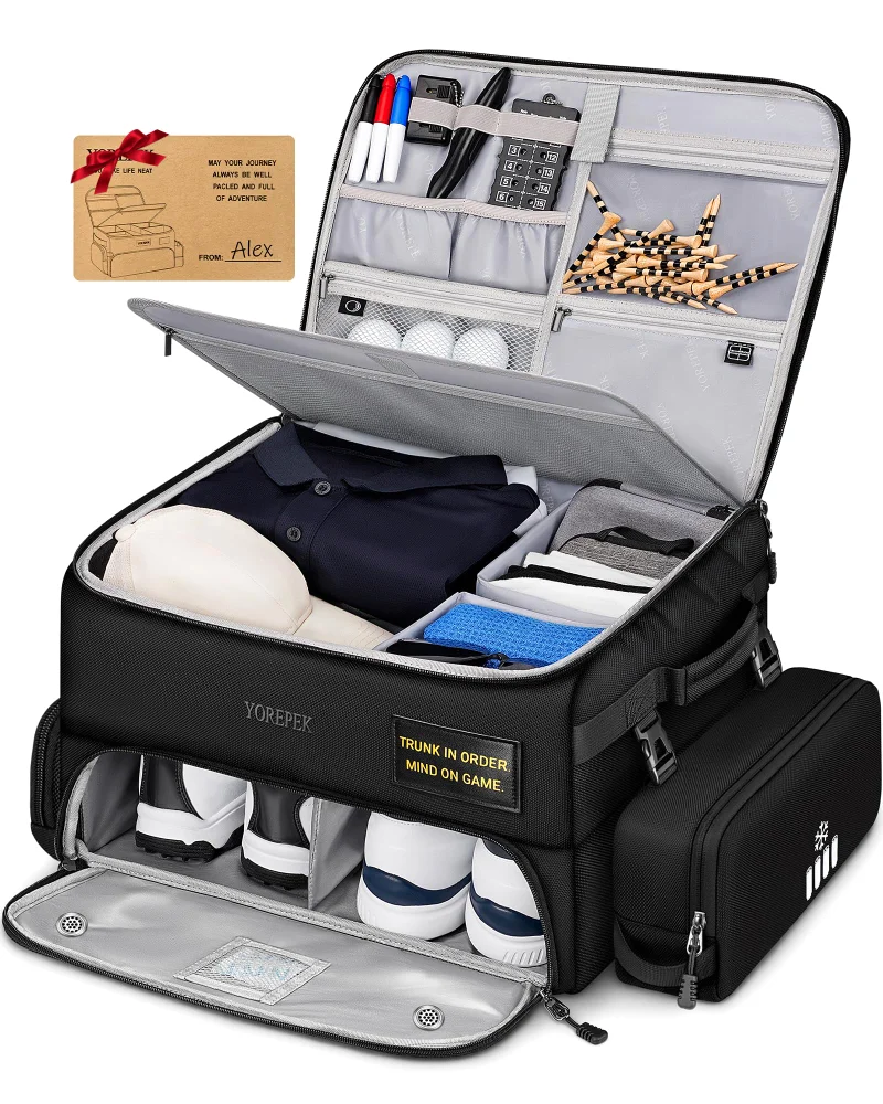 Yorepek Upgraded Golf Trunk Organizer, 2 pairs of shoes, Black